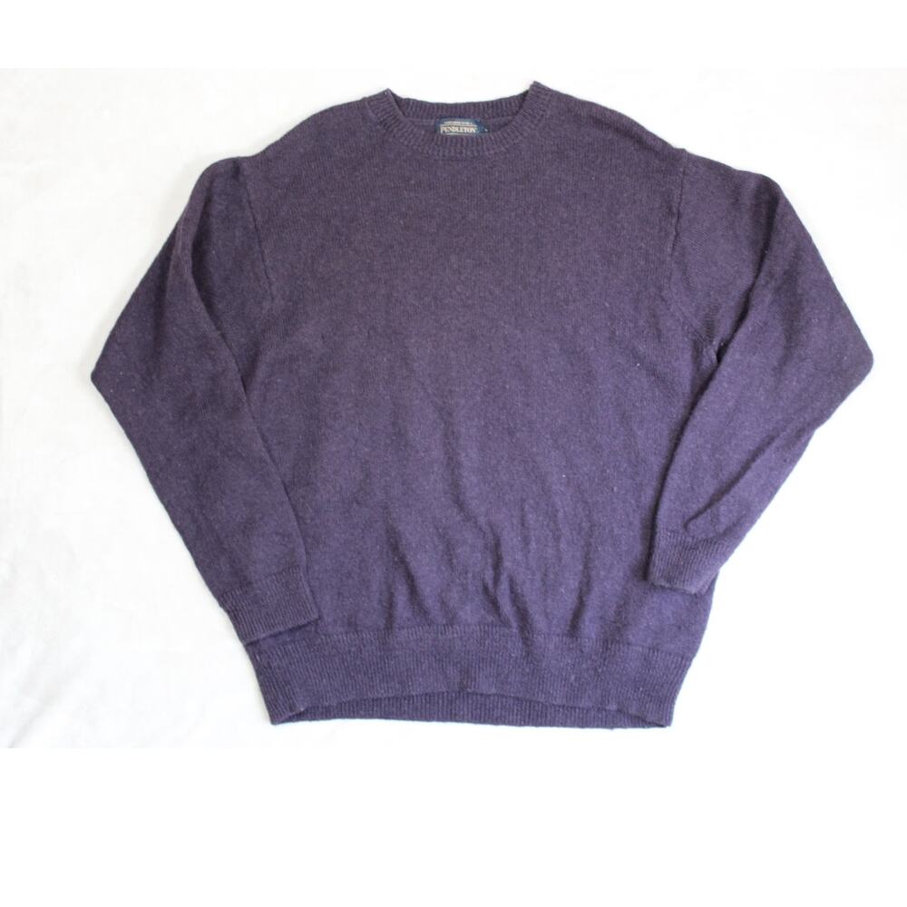 Pendleton Wool Sweater Mens Large Purple Shetland Classic Outdoors Washable USA